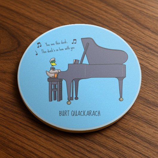 Burt Quackarach Eend Grappige Pianospeler Kunstwer Zandsteen Onderzetter