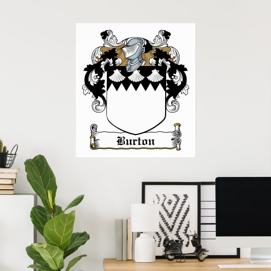 Burton Family Crest Poster (Thuiskantoor)