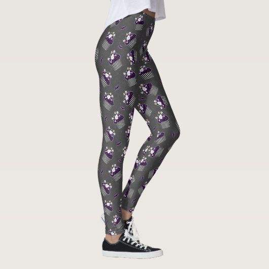 Burtonesque Skull Cupcake and Bats Leggings (Rechts)
