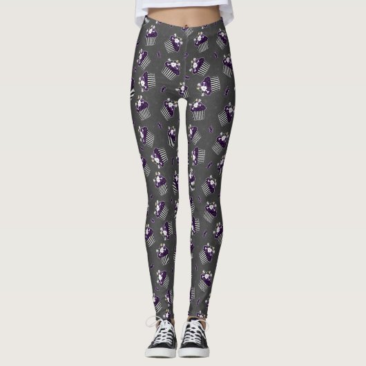 Burtonesque Skull Cupcake and Bats Leggings (Voorkant)