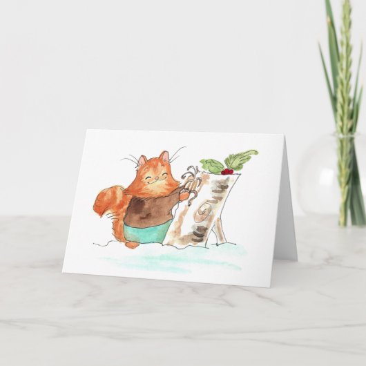 Burt's Yule Log Wenskaart Feestdagen Kaart (Voorkant)