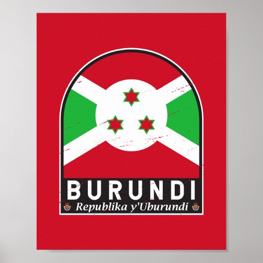 Burundese vlag embleem noodlijdende Vintage Poster (Voorkant)