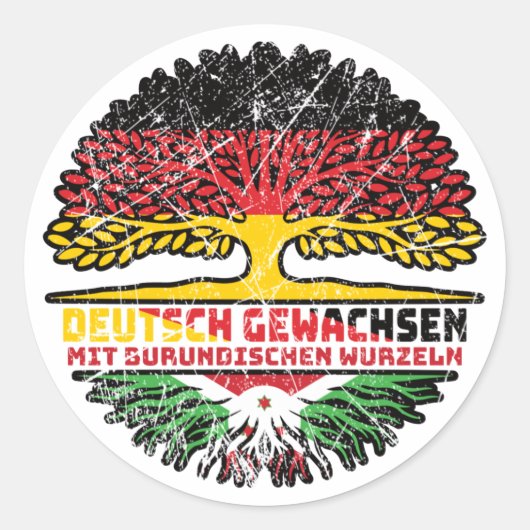 Burundi Burundisch Deutschland Baum Wurzel Ronde Sticker (Voorkant)