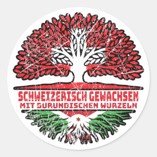 Burundi Burundisch Schweizer Schweiz Baum Wurzel Ronde Sticker (Voorkant)