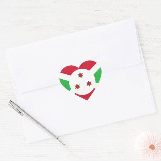Burundi Flag Hart Sticker (Envelop)