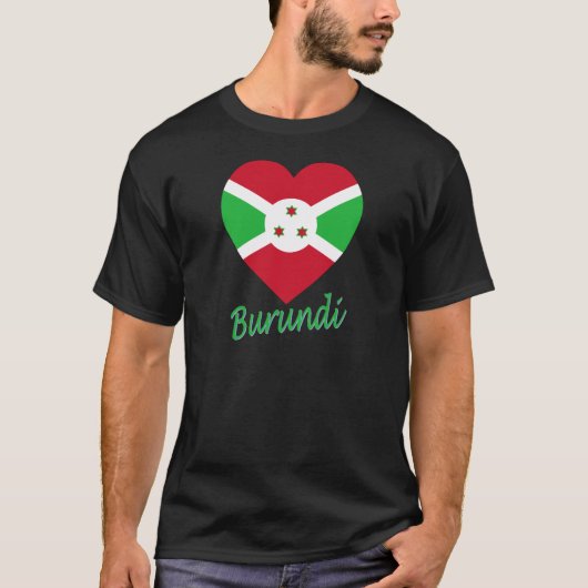 Burundi Flag Heart T-shirt (Voorkant)