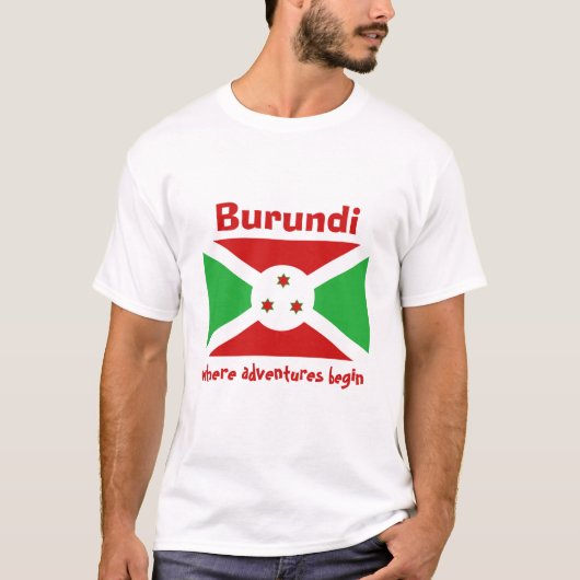 Burundi Flag + Map + Tekst T-Shirt (Voorkant)