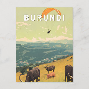 Burundi Illustratie Reizen Art Vintage Briefkaart