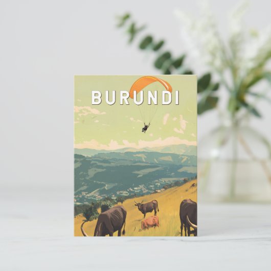 Burundi Illustratie Reizen Art Vintage Briefkaart (Staand voorkant)
