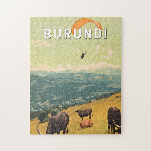 Burundi Illustratie Reizen Art Vintage Legpuzzel (Verticaal)