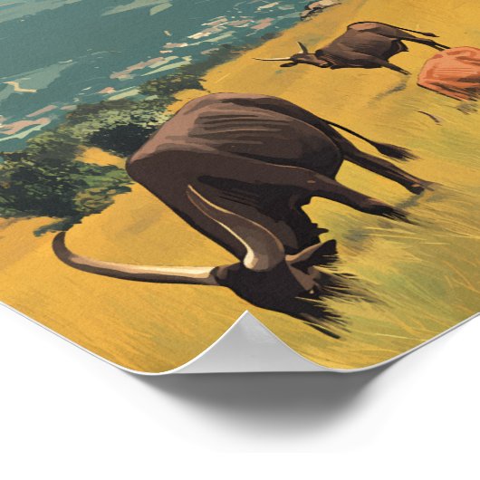 Burundi Illustratie Reizen Art Vintage Poster (Hoek)