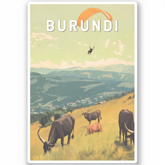 Burundi Illustratie Reizen Art Vintage Sticker (Voorkant)