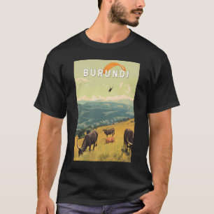Burundi Illustratie Reizen Art Vintage T-shirt