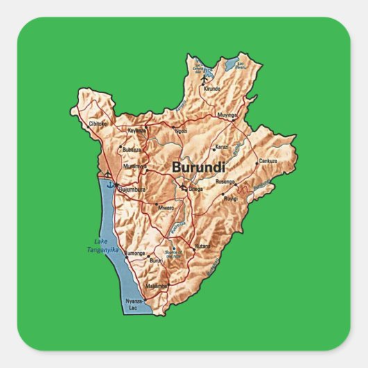 Burundi Kaart Sticker (Voorkant)
