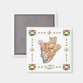 Burundi Map + Flags Magnet (Voorkant / Achterkant)