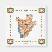 Burundi Map + Flags Magnet (Voorkant)