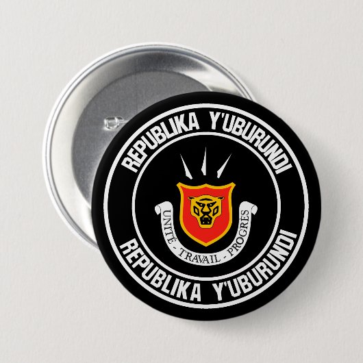 Burundi Round Emblem Ronde Button 7,6 Cm (Voorkant /achterkant)