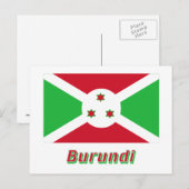 Burundi-vlag met naam briefkaart (Voorkant / Achterkant)