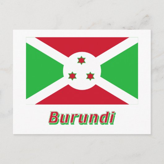 Burundi-vlag met naam briefkaart (Voorkant)