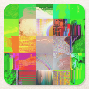 Bus 1521 Abstracte glitchkunst cyberpunk raster Kartonnen Onderzetters