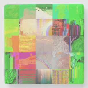 Bus 1521 Abstracte glitchkunst cyberpunk raster Stenen Onderzetter