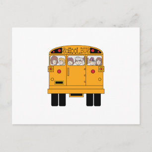 Bus achteraan school briefkaart
