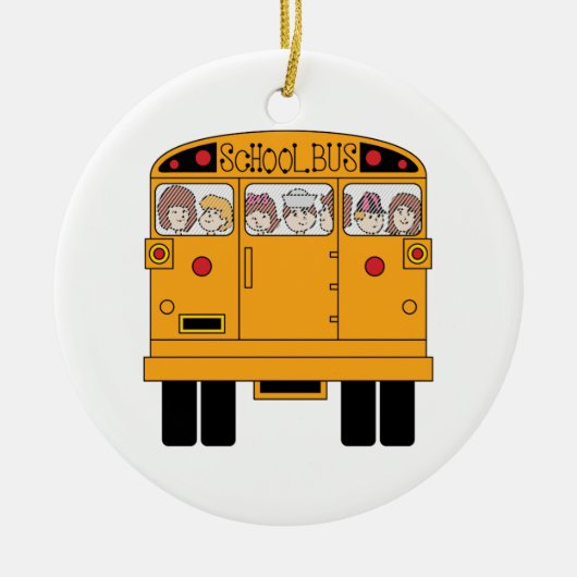 Bus achteraan school keramisch ornament (Voorkant)