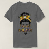 Bus Aide Life Messy Bun Sunflower Leopard Bus Aide T-shirt (Design voorkant)