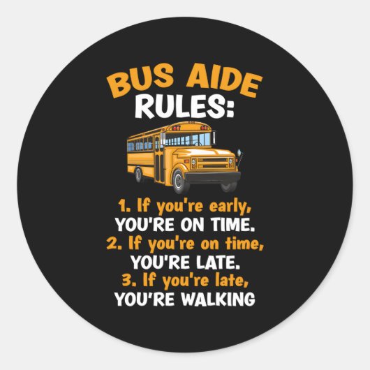 Bus Aide Regels School Bus Aide Ronde Sticker (Voorkant)