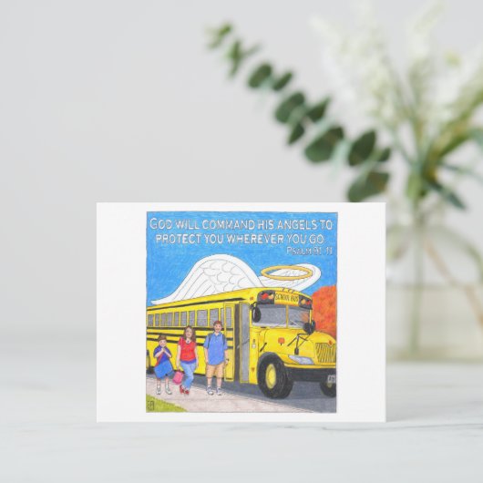 Bus Angel Inspirerend Post Kaart (Staand voorkant)