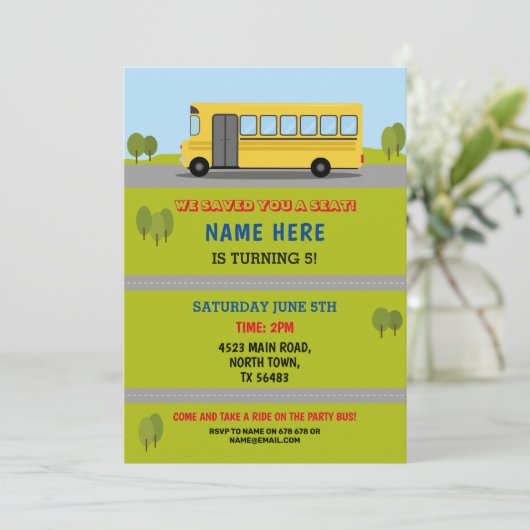 Bus Birthday Invitation Buses Kaart (Staand voorkant)