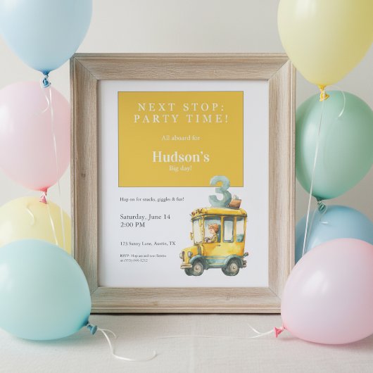 Bus Birthday Invitation • Kids Party Kaart