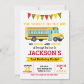 Bus Birthday Invitation / Wheels on Bus Kaart (Voorkant)