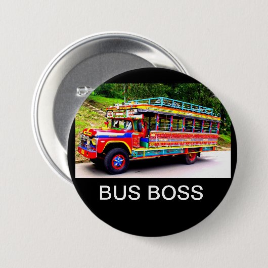 BUS BOSS RONDE BUTTON 7,6 CM (Voorkant /achterkant)