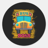 Bus boss - schoolbuswaardering ronde sticker (Voorkant)
