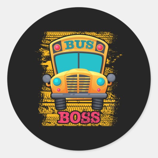 Bus boss - schoolbuswaardering ronde sticker (Voorkant)