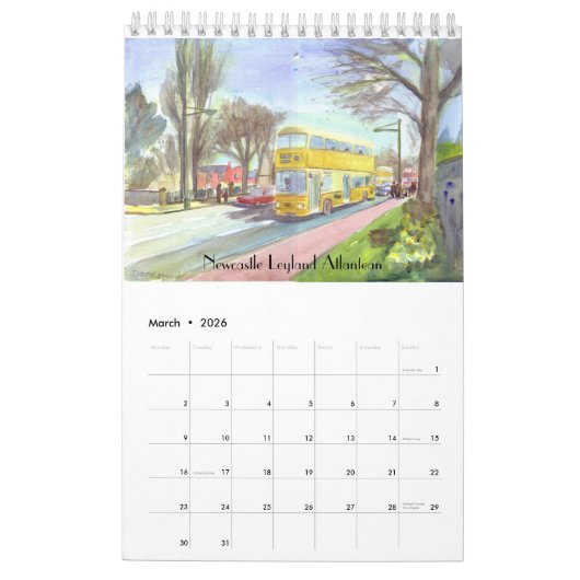 Bus Calendar Kalender (Mar 2026)