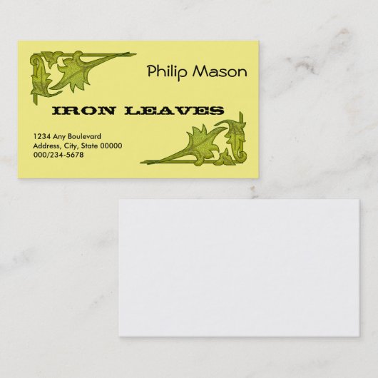 Bus. Card - Leafy Brackets in Green Visitekaartje (Voorkant / Achterkant)