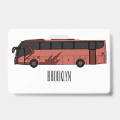 Bus cartoon illustratie badge (Achterkant)