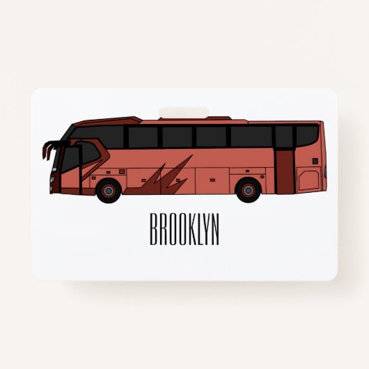 Bus cartoon illustratie badge (Voorkant)