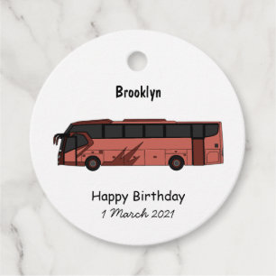 Bus cartoon illustratie bedankjes labels