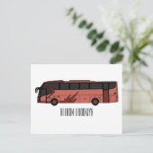 Bus cartoon illustratie briefkaart (Staand voorkant)