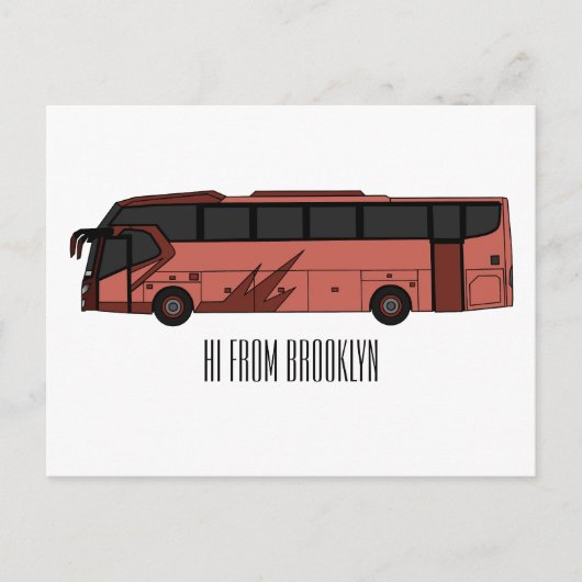 Bus cartoon illustratie briefkaart (Voorkant)