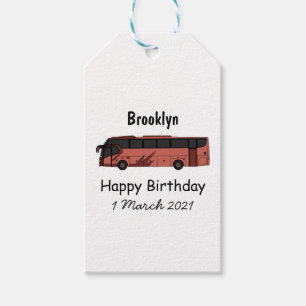 Bus cartoon illustratie cadeaulabel