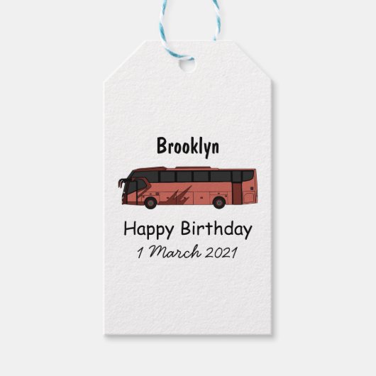 Bus cartoon illustratie cadeaulabel (Voorkant)