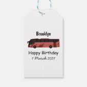 Bus cartoon illustratie cadeaulabel (Achterkant)