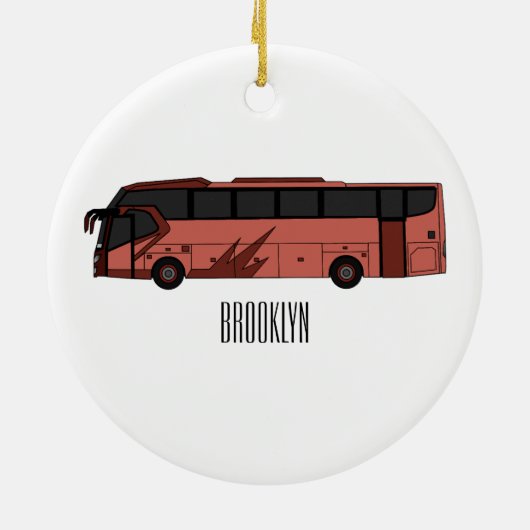 Bus cartoon illustratie keramisch ornament (Achterkant)