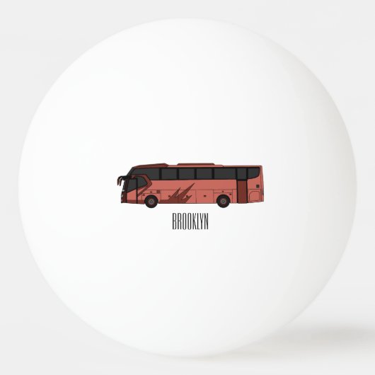 Bus cartoon illustratie pingpongbal (Achterkant)