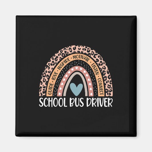 Bus Driver 100e dag van school Bus Driver Rainbow Magneet (Voorkant)