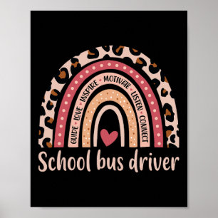 Bus Driver 100e dag van school Bus Driver Rainbow Poster